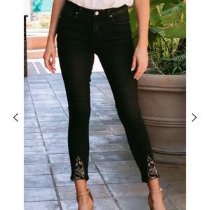Amaryllis Gold Leaf Black Skinny Jeans